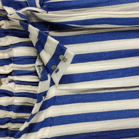 BERSHKA Blue White Striped Paper High Rise Bag Waist Skinny Leg Pull On Pant - Picture 3 of 13